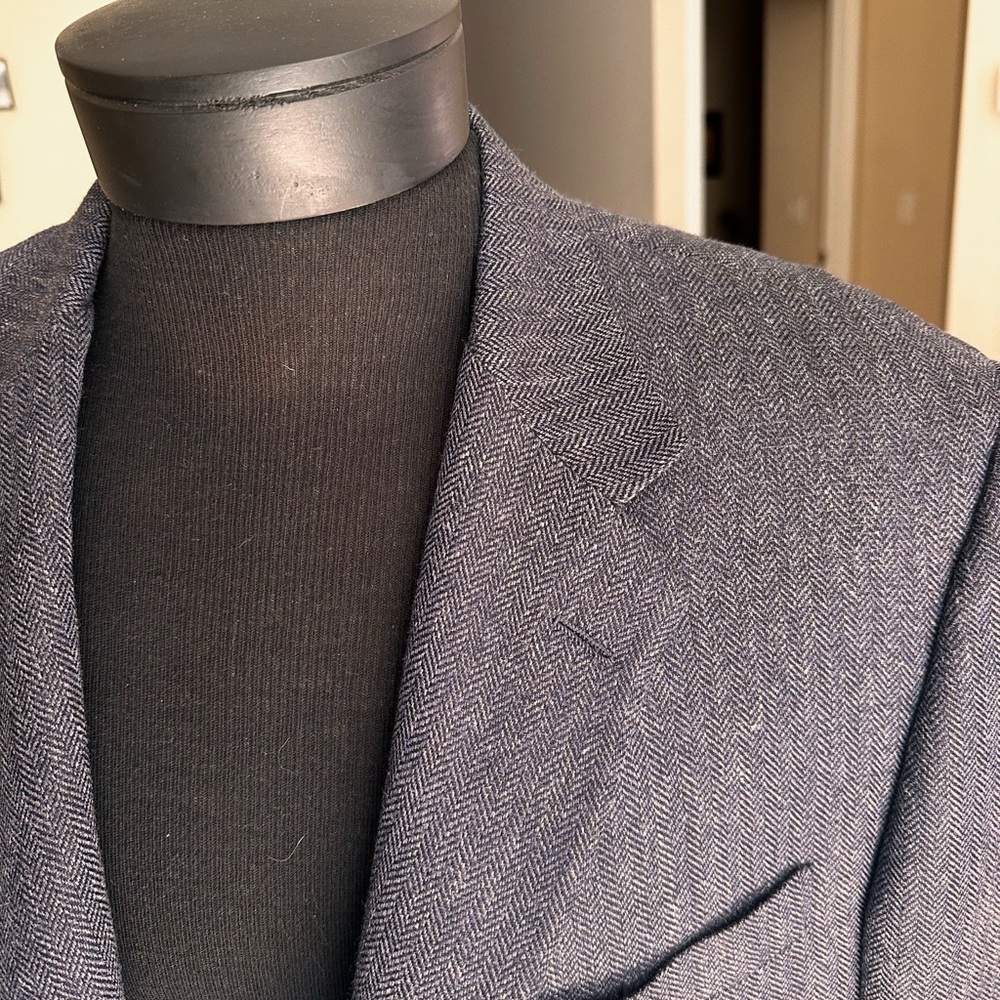 HICKEY FREEMAN Heather Blue / Grey Herringbone Sport Coat for Neiman Marcus - Picture 5 of 7
